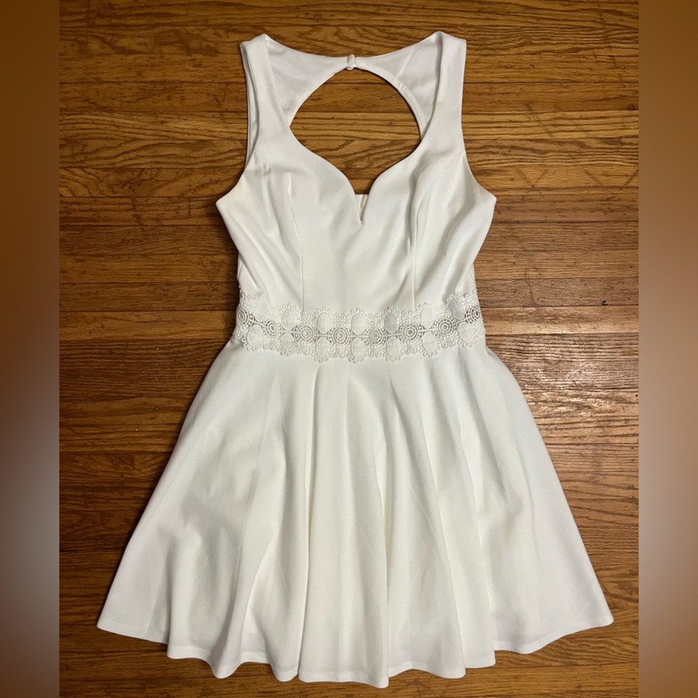 B. Smart Ivory Lace-Trimmed Dress